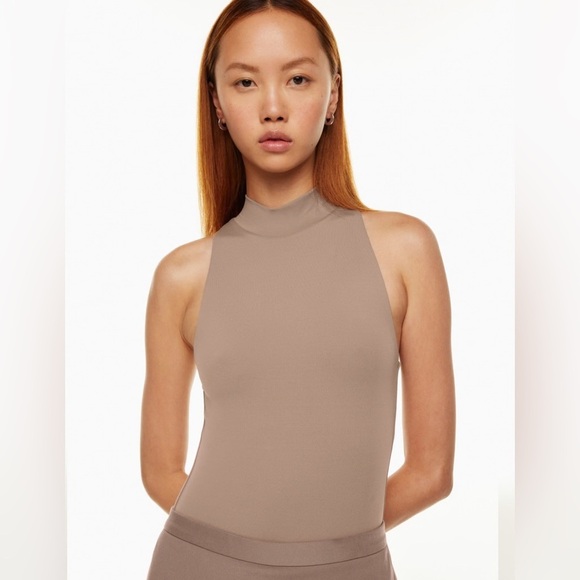 Aritzia Babaton Tan Contour Mockneck Bodysuit Size XXS - Picture 8 of 12